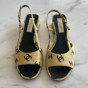 2022 Chanel Open Toe Sling Backs. Size 39.5
